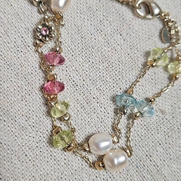 Vintage Y2K  Butterfly Festoon  Necklace Mosaic Tile 3 Piece Crystal Set - Picture 8 of 13